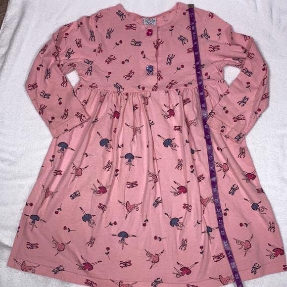 Painting red rhinos pink ballerina 100% cotton dress and leggings size 6/7 - Picture 3 of 11